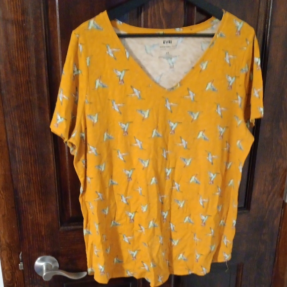 EVRI Tops - EVRI Women's Yellow Bird Print Top